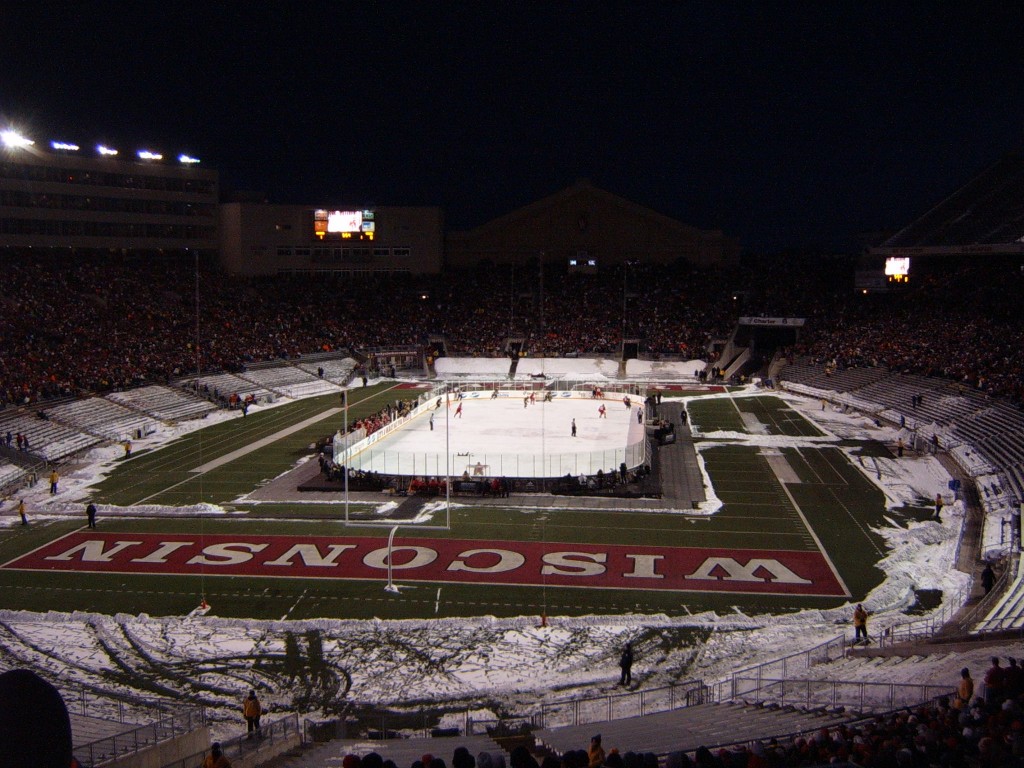 This was my view from my seat at Camp Randall. We were originally located near the giant tunnel on the right in the first row of people but we moved to enjoy a better view. 