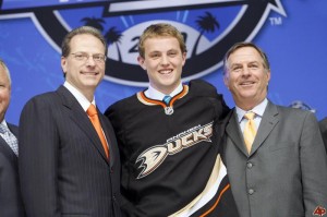 The top two prospects in the Anaheim system are defensemen. Luca Sbisa will play this season, while 2010 12th overall draft pick Cam Fowler (above) should be in the NHL full-time in 2011.