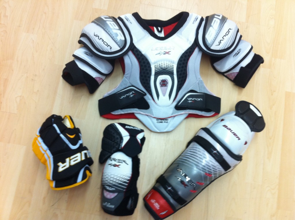 Bauer Vapor APX Gloves, Shin Guards, Shoulder Pads and Elbow Pads